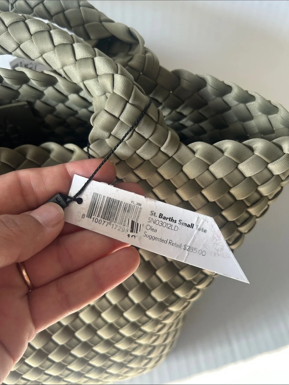 NAGHEDI St. Barths Small Olea Woven Neoprene Tote Quiet Luxury NWT